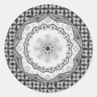 Autocollant rond Holly & Snowflake