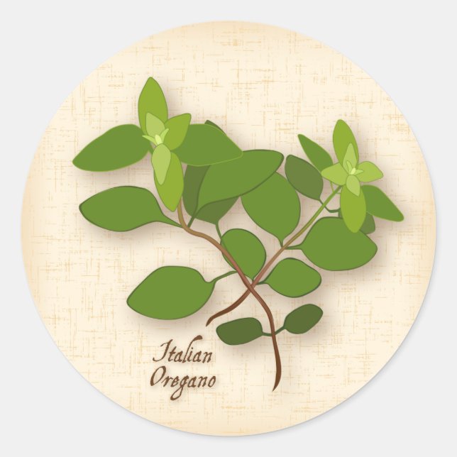 Autocollant rond italien Oregano (Devant)