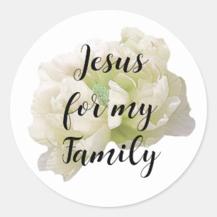 Autocollant rond Jésus pour ma famille