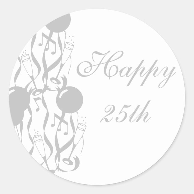 Autocollant Rond Joyeux 25e Anniversaire (Devant)