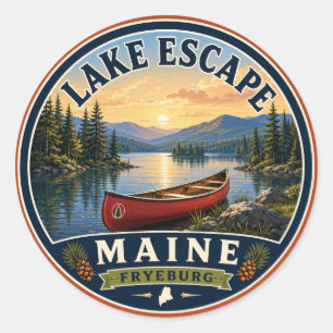 Autocollant Rond Lake Escape Fryeburg Maine