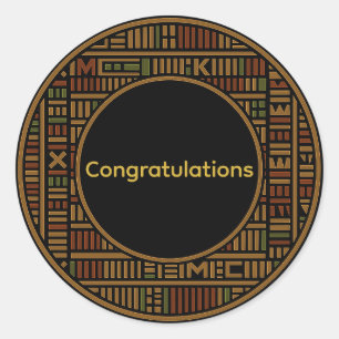 Autocollant rond Mariage Gold Kente africain