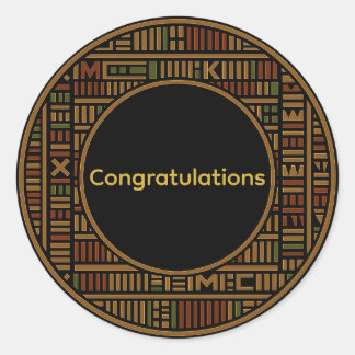 Autocollant rond Mariage Gold Kente africain