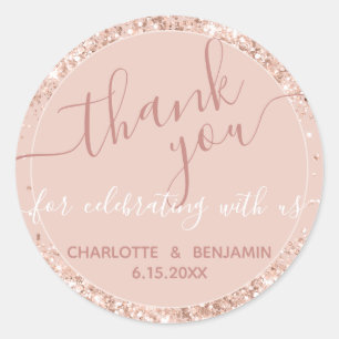 Autocollant rond Mariage Merci Parties scintillant