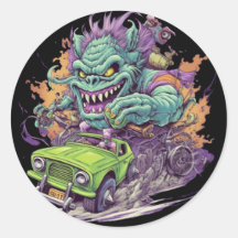 Autocollant rond MONSTER MOTOR