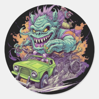Autocollant rond MONSTER MOTOR