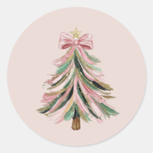 Autocollant Rond Noël en Coup de Pinceau