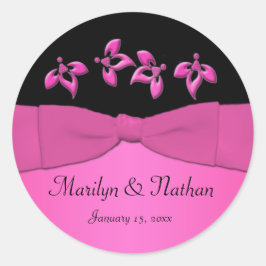 Autocollant rond noir et rose de 1,5 po