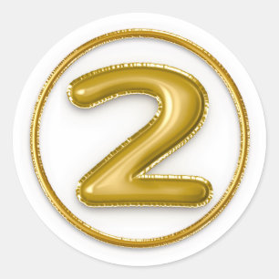 Autocollant Rond Numéro 2 Ballon Doré