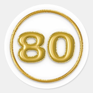 Autocollant rond numéro 80 Ballon en Or