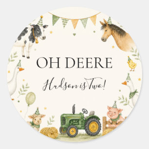 Autocollant rond Oh Deere Farm pour le premier ann