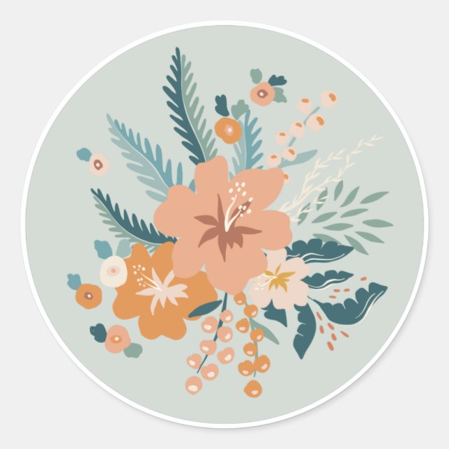 Autocollant rond Pastel Flower Classic (Devant)