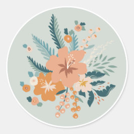 Autocollant rond Pastel Flower Classic