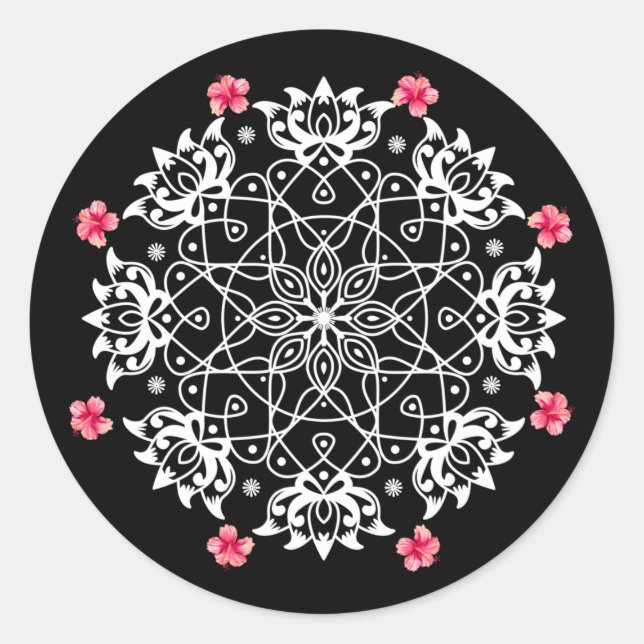 Autocollant rond Rangoli 002 (Devant)