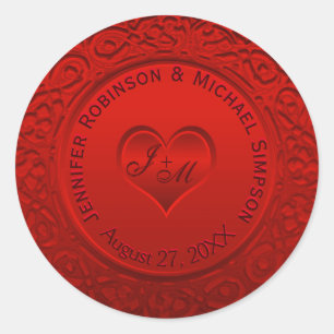 Autocollant rond Red Faux Foil