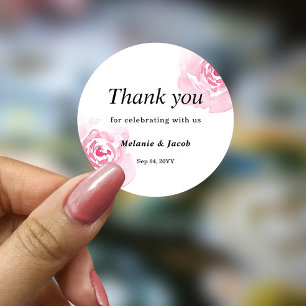 Autocollant rond Rose couleur rose