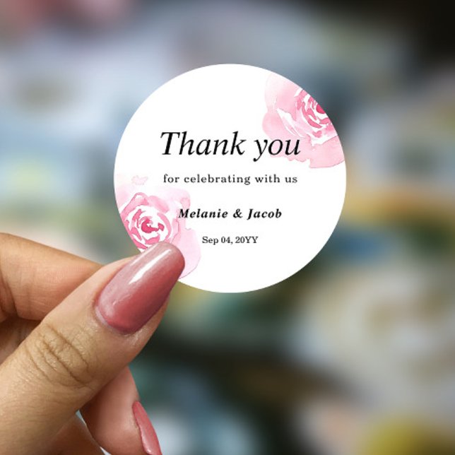 Autocollant rond Rose couleur rose (Créateur téléchargé)