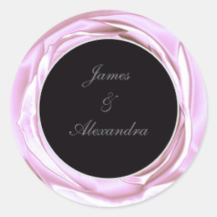 Autocollant Rond Rose Pâle Métallisé Rose