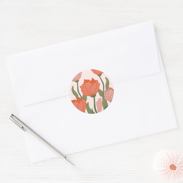 Autocollant rond rose rouge et rose esthétique (Enveloppe)