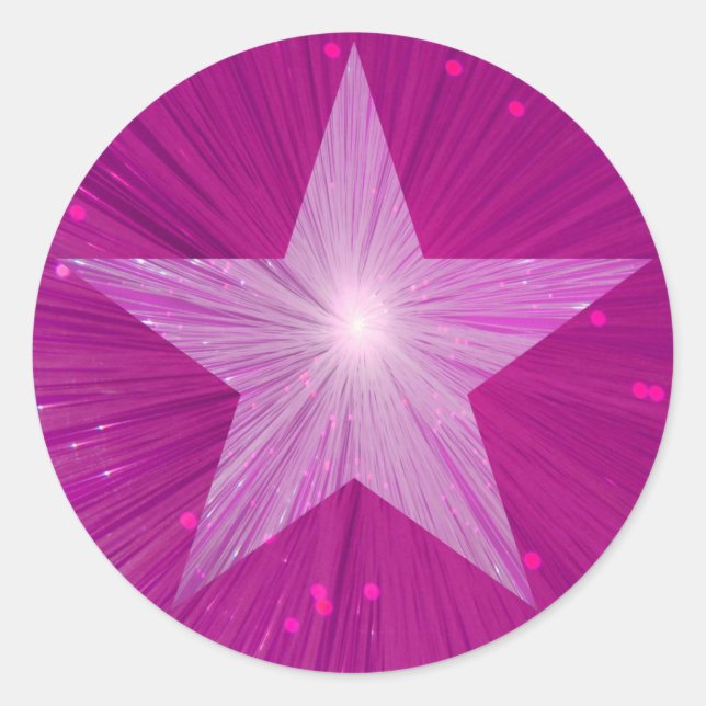 Autocollant rond rose Star (Devant)