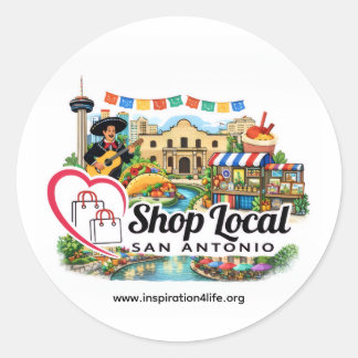 Autocollant Rond Shop Local San Antonio