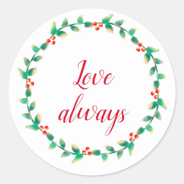 Autocollant rond simple de Christmas Garland (Devant)