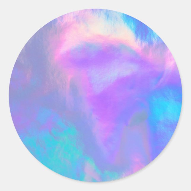 Autocollant rond tendance violet Faux Holo (Devant)