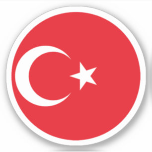 Autocollant rond Turkiye Drapeau