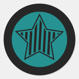 Autocollant rond turquoise et Black Star