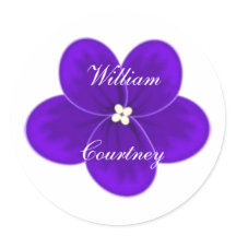 Autocollant rond violet africain