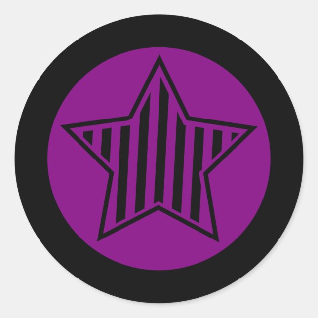 Autocollant rond violet et étoile noire (Devant)