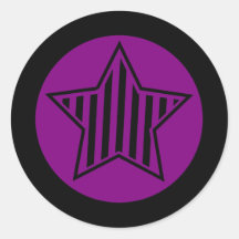 Autocollant rond violet et étoile noire