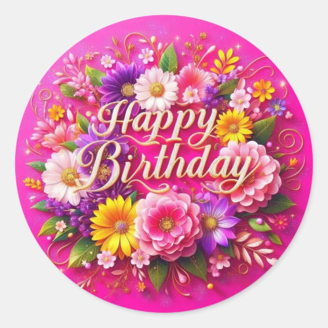 Autocollant rose Anniversaire (Devant)