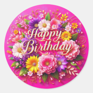 Autocollant rose Anniversaire