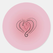 Autocollant rose avec cœur noir et rouge élégant e