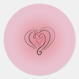 Autocollant rose avec cœur noir et rouge élégant e