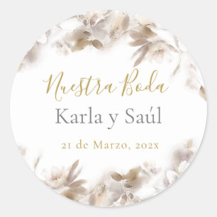 autocollant rose blanche mariage