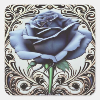 Autocollant Rose Bleu Art Nouveau – Des Floral Élé