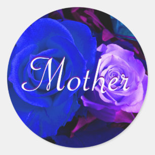 Autocollant Rose bleu mauve mère