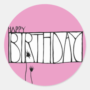 Autocollant rose d'anniversaire heureux