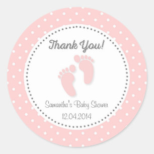 Autocollant rose de baby shower de pieds de bébé