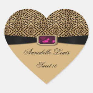 Autocollant rose de coeur du bonbon 16 à bijou