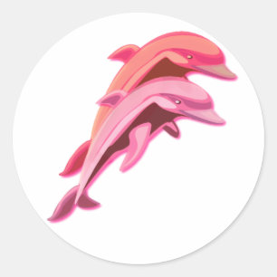 Autocollant rose de conception de dauphin