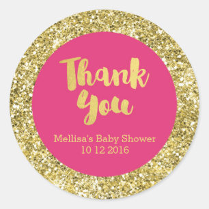 Autocollant rose de faveur de Merci de baby shower