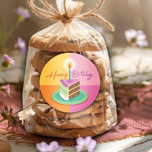 Autocollant rose de gâteau d'anniversaire (Créateur téléchargé)