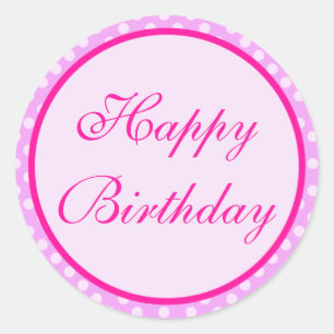 Autocollant rose de joyeux anniversaire de point