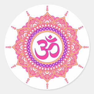 Autocollant rose de mandala de l'OM