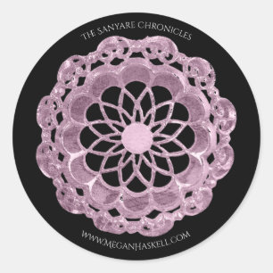 Autocollant rose de mandala d'ombre - rose sur le