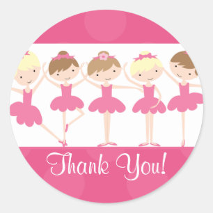 Autocollant rose de Merci d'anniversaire de danse