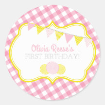 Autocollant rose de partie de limonade